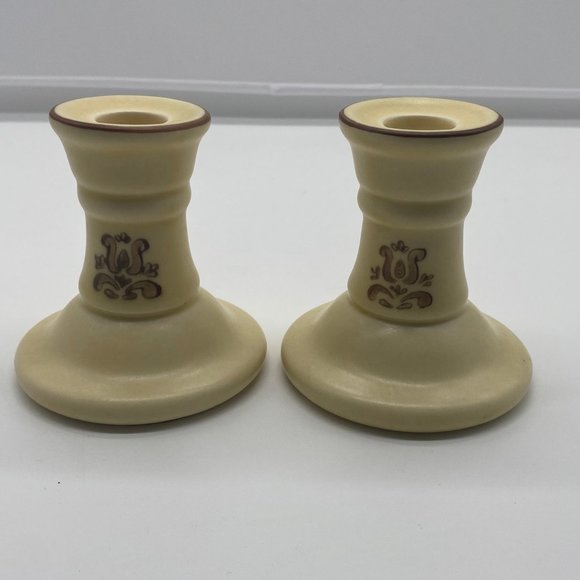 2 Vintage Pfaltzgraff Candlestick Candlesticks Village - Picture 2 of 4